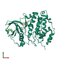 PDB entry 5oyf coloured by chain, front view.