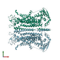 PDB entry 5oyg coloured by chain, front view.