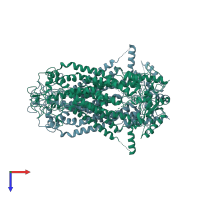 PDB entry 5oyg coloured by chain, top view.