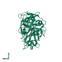 PDB entry 5p0c coloured by chain, side view.
