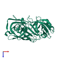 PDB entry 5p0c coloured by chain, top view.