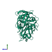 PDB entry 5p0d coloured by chain, side view.