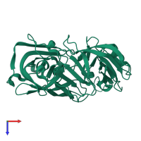 PDB entry 5p0u coloured by chain, top view.