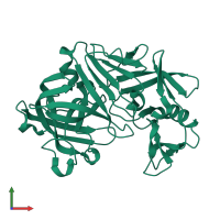 PDB entry 5p13 coloured by chain, front view.