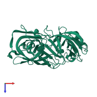 PDB entry 5p17 coloured by chain, top view.