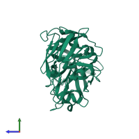 PDB entry 5p1t coloured by chain, side view.