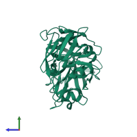 PDB entry 5p1w coloured by chain, side view.