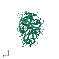 PDB entry 5p1x coloured by chain, side view.