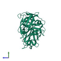 PDB entry 5p1y coloured by chain, side view.