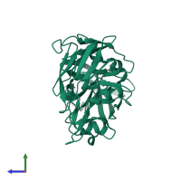 PDB entry 5p22 coloured by chain, side view.