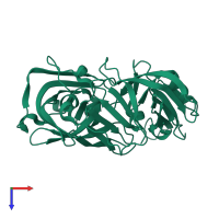 PDB entry 5p23 coloured by chain, top view.