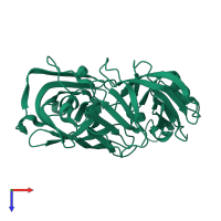 PDB entry 5p24 coloured by chain, top view.