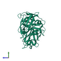 PDB entry 5p27 coloured by chain, side view.