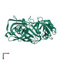 PDB entry 5p2b coloured by chain, top view.