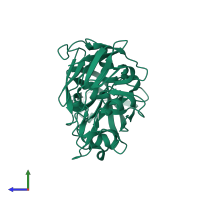 PDB entry 5p2h coloured by chain, side view.