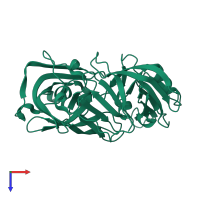 PDB entry 5p2l coloured by chain, top view.