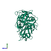 PDB entry 5p2m coloured by chain, side view.