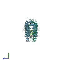 PDB entry 5p2p coloured by chain, side view.