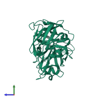 PDB entry 5p2y coloured by chain, side view.