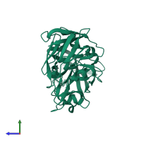 PDB entry 5p30 coloured by chain, side view.
