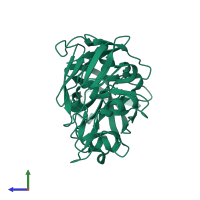 PDB entry 5p35 coloured by chain, side view.