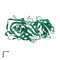 PDB entry 5p38 coloured by chain, top view.