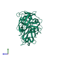 PDB entry 5p3l coloured by chain, side view.