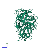 PDB entry 5p3q coloured by chain, side view.