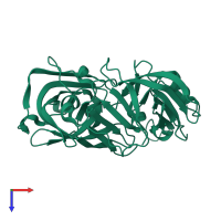 PDB entry 5p3z coloured by chain, top view.