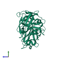 PDB entry 5p42 coloured by chain, side view.