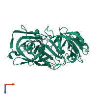 PDB entry 5p4b coloured by chain, top view.