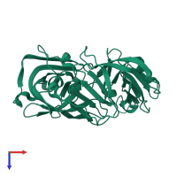 PDB entry 5p4f coloured by chain, top view.