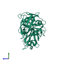 PDB entry 5p4t coloured by chain, side view.