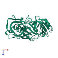 PDB entry 5p4t coloured by chain, top view.