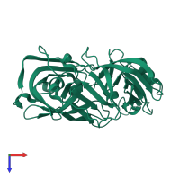 PDB entry 5p50 coloured by chain, top view.