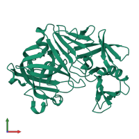 PDB entry 5p53 coloured by chain, front view.