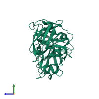 PDB entry 5p65 coloured by chain, side view.