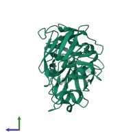 PDB entry 5p66 coloured by chain, side view.