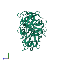 PDB entry 5p6t coloured by chain, side view.