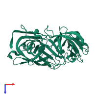 PDB entry 5p70 coloured by chain, top view.