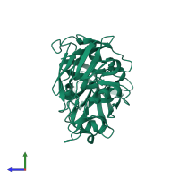 PDB entry 5p75 coloured by chain, side view.