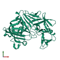 PDB entry 5p80 coloured by chain, front view.