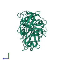 PDB entry 5p8k coloured by chain, side view.