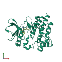 PDB entry 5p9j coloured by chain, front view.