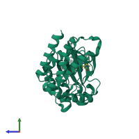 PDB entry 5p9m coloured by chain, side view.