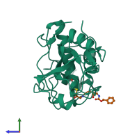 PDB entry 5pad coloured by chain, side view.