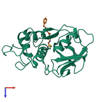 PDB entry 5pad coloured by chain, top view.