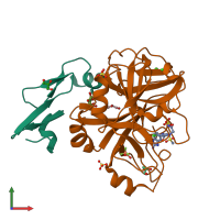 PDB entry 5paf coloured by chain, front view.