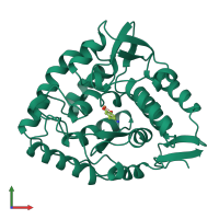 Monomeric assembly 1 of PDB entry 5pah coloured by chemically distinct molecules, front view.