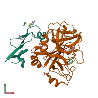 PDB entry 5par coloured by chain, front view.